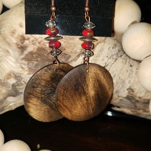 Boho wood handmade earings